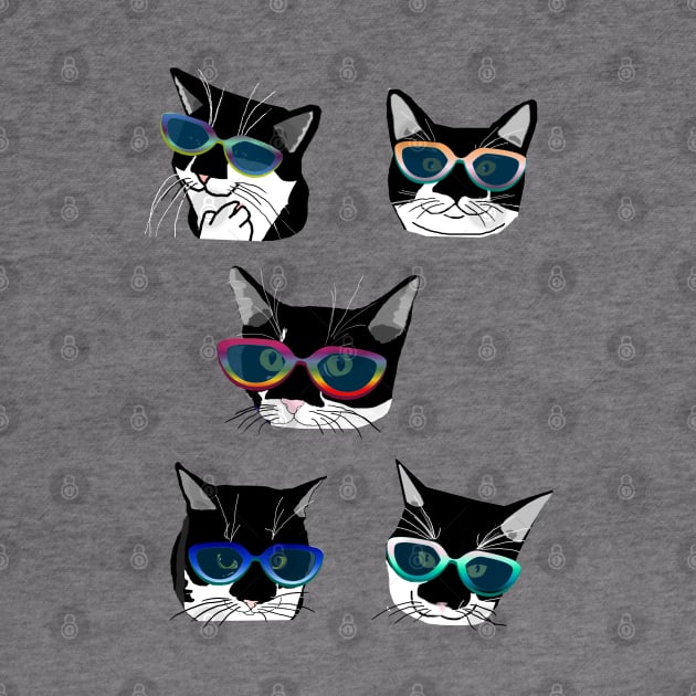 Cute Tuxedo cat in glasses  Copyright TeAnne by TeAnne